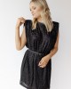 sequin power shoulder dress