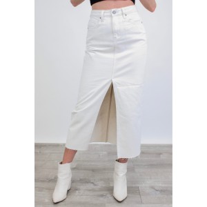 Downtown Train Denim Midi Skirt