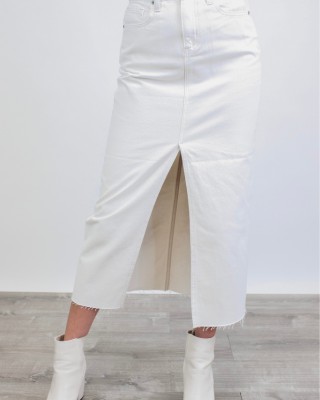 Downtown Train Denim Midi Skirt