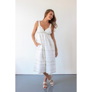 The Sophia Midi Dress in Off White