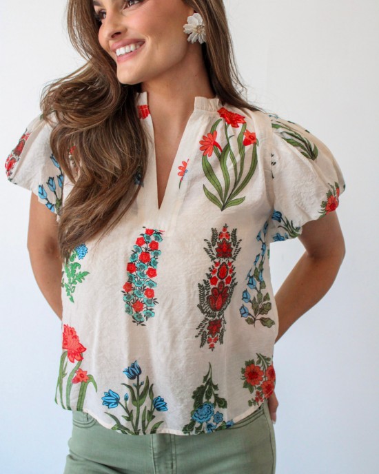 Spring Botanical Puff Sleeve Top Spring Botanical Puff Sleeve Top